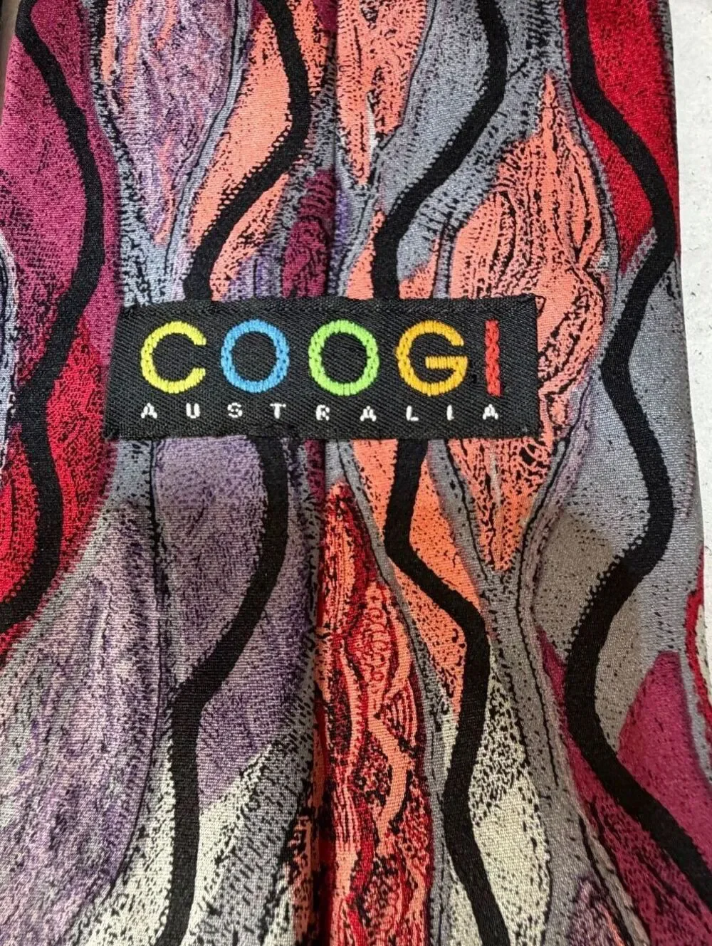 Vintage Coogi Australian 90s Colorful Abstract Pattern Designer Tie